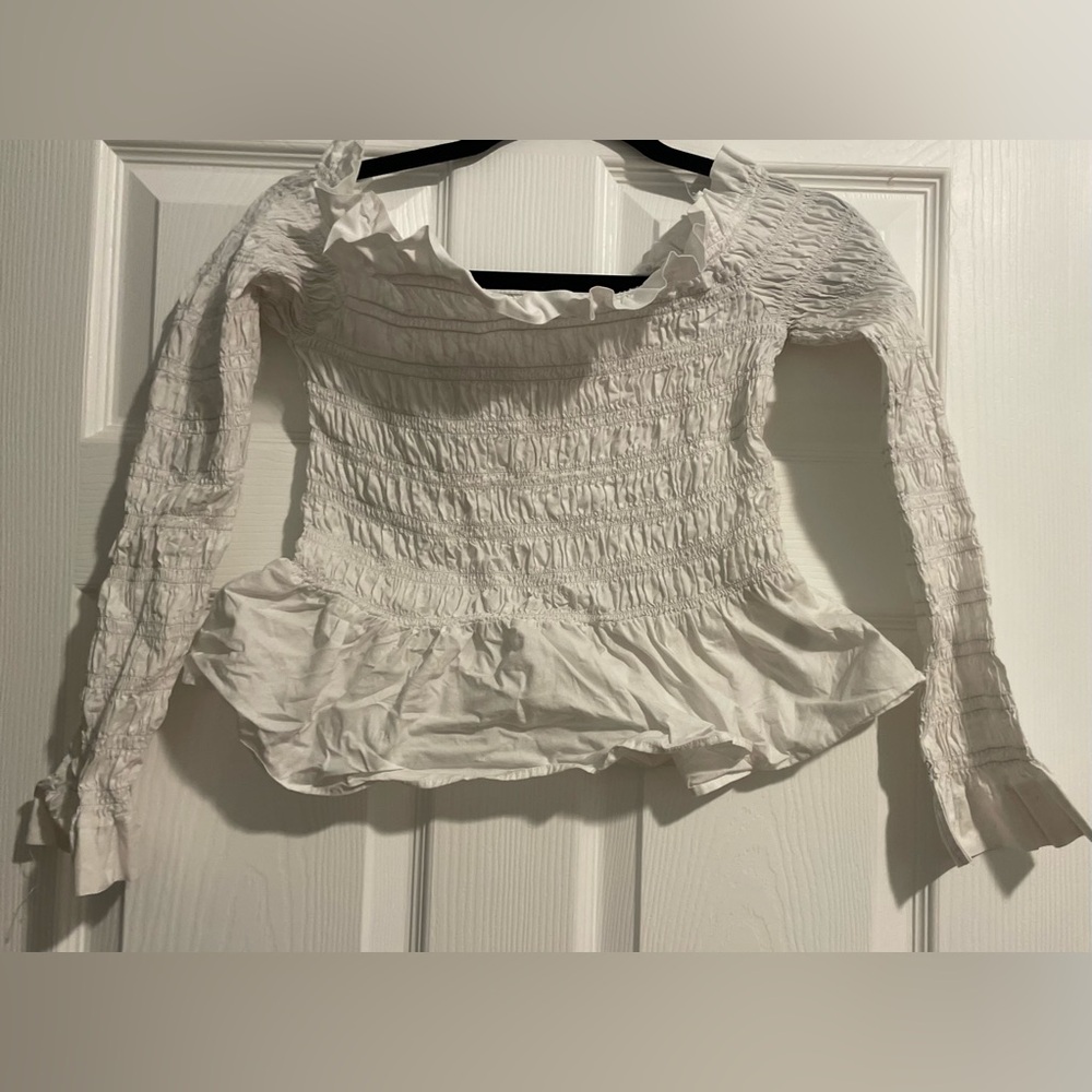 H&M Elegant White Smocked Women's Top